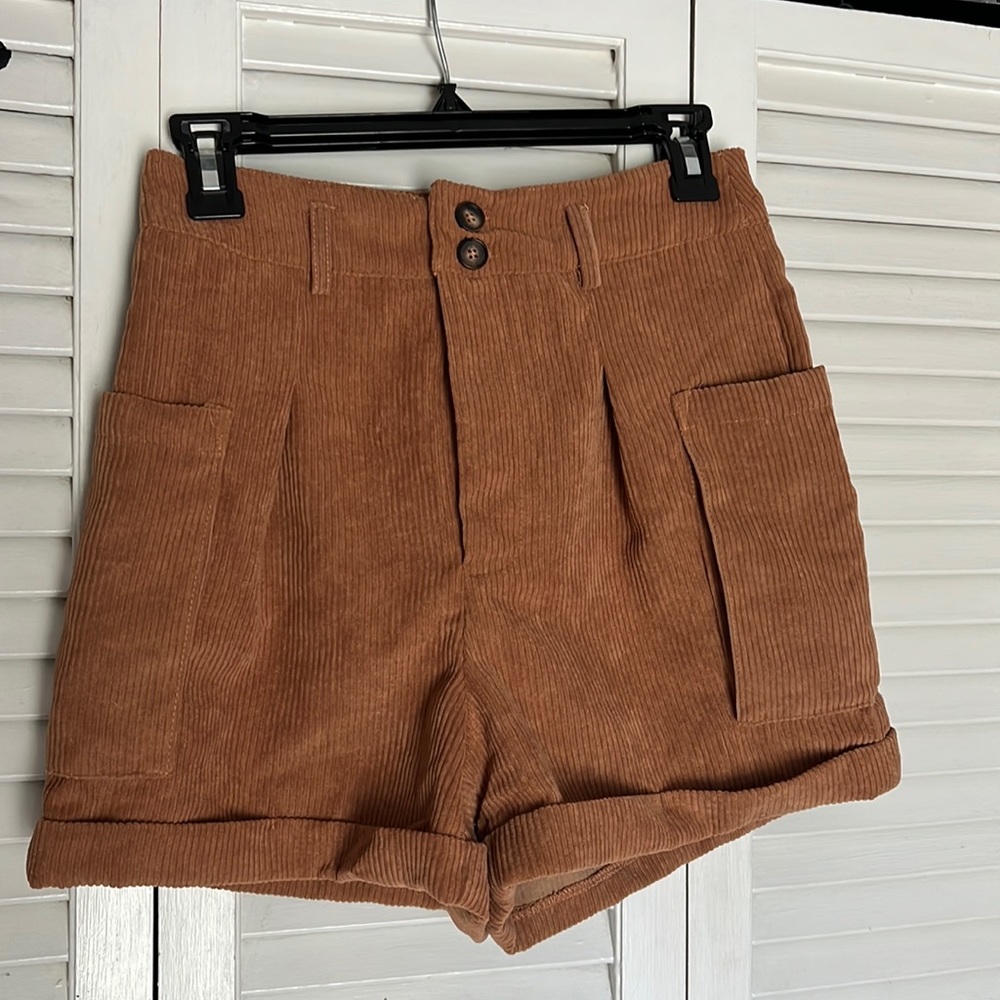 Shein Button Detail Cord Shorts